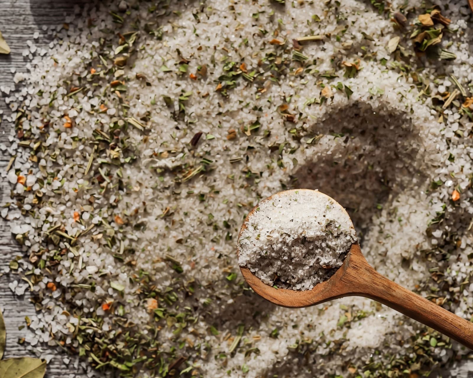 Rosemary sage salt in a small bowl or jar.