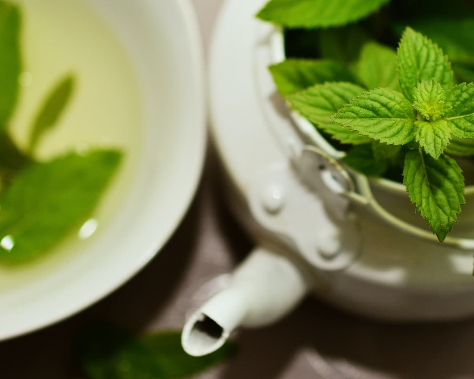 A dried peppermint-forward herbal tea blend.